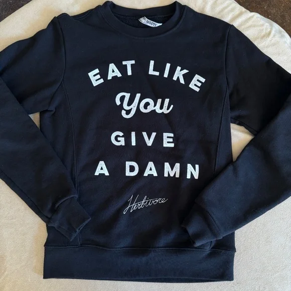 Herbivore Eat Like You Give A Damn Sweatshirt 💚 Vegan - Picture 2 of 11